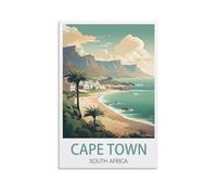 LuaNi Poster vintage sur toile pour chambre à coucher - Cape Town Afrique du Sud (50 x 75 cm)