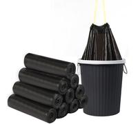Luazvilkpsar 270 Pièces Sacs Poubelle à Lien Coulissant, Handy Bag Ultra Résistant, Salle de Bains Étanchéité, Très Résistant 15 L, 18 Rouleaux de 15 Sacs pour Cuisine, Maison, Bureau 44 x 45 cm(Noir)