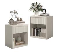 Luban Nese Lot de 2 tables de nuit avec tiroir, table de nuit moderne cannelée, table d'appoint de lit avec table d'appoint de rangement, grande table de chevet large, tables de nuit du milieu du