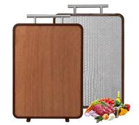 Lubardy Planche à Découper Double Face Bois Ébène et Acier Inox 38x28cm | Planche Debout Avec Pieds Rotatifs Anti Humidité et Poignée pour Découper Viandes Légumes Pain Sans Glisser