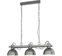 Lubenham Suspension 3 Ampoules Vintage Au Design Industriel Rétro En Acier Culot E27 Nickel Mat Crème