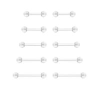 Lubgitsr Lot de 10 piercings transparents pour téton et langue, 12/14/16/18/25 mm - En acrylique - Pour femme et homme
