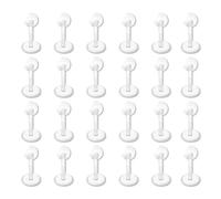 Lubgitsr Lot de 24 piercings de nez transparents en plastique invisible pour sourcil, lèvre, labret pour le travail quotidien