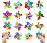 Lubibi 16 Pièces Fidget Hand Giocattoli, Cadeau Anniversaire Enfants, Nouveauté Et Moulins À Vent Colorés Finger Hand Spinner, Objet Satisfaisant, Jouets Anti-Stress pour Enfants/Adultes TDAH