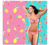 Lubibi 2 Pcs Set de Serviettes de Plage Microfibre, 160x80cm Grande Serviette de Plage, Anti-Sable, Séchage Rapide, Ultra Léger, Serviette Super Absorbante pour Plage Piscine Camping Fitness Yoga