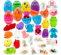 Lubibi 24 Oeufs De Pâques, Oeufs De Pâques Mochi Squishy Toys Pré-Remplis, Jouets Sensoriels Anti-Stress pour Le Panier De Pâques, Oeufs De Pâques à Remplir, Chasse Aux Oeufs De Pâques