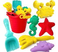 Lubibi 7 Pièces Kit de Jeu de Plage Enfant, Kit de Jeux Exterieur Enfant, Jouet de Plage pour Enfant, avec Seau Plage, Pelles, Râteaux, Moules Animaux, Garçons et Filles, Cadeaux d’été pour Enfants.