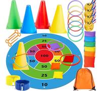 Lubibi 8-in-1 Ensemble de Jeu de Lancer d'Anneau pour Enfants, Livré avec Un Sac de Rangement Compact, pour Les Jeux de Lancer, Courses d’Obstacles, Intérieur Et Extérieur Home Garden Party Supplies