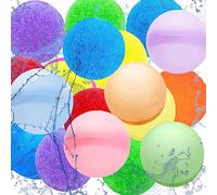 Lubibi Ballons d'eau Réutilisables,18pcs Ensemble combo bombe à eau,Silicone Ballons d'eau Remplissage Rapide,Ballons à eau en coton,jeux de plage,jeux jardin,Plage piscine d’été pour Enfant et Adulte