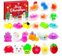 Lubibi Calendrier de l'Avent Mochi 2025 Squishy Toys, 24PCS Jouets Anti-Stress,Kawaii Squishy Jouet Advent Calendar, 24 Jours Calendrier de Compte à Rebours de Noël pour Garçons Filles Cadeau de Noël