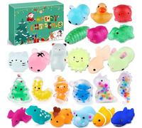 Lubibi Calendrier de L'Avent Mochi Squishy pour Enfant 2025, 24 Mochi Animaux Kawaii, Réutilisable, Jouets Anti-Stress, 24 Petites Surprises, Jours Cadeaux De Noël Surprise pour Garçons Et Filles