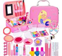 Lubibi Ensemble de Maquillage Lavable pour Enfants avec Coffret, Testé de sécurité Kit de cosmétiques réels pour Enfants,Sirène Anniversaire Cadeau de Noël Jouet pour Filles 3456789 10 11 12
