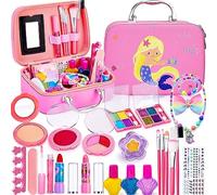 Lubibi Ensemble de Maquillage Lavable pour Enfants avec Coffret, Testé de sécurité Kit de cosmétiques réels pour Enfants,Sirène Anniversaire Cadeau de Noël Jouet pour Filles 3456789 10 11 12