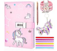 Lubibi Ensemble de Papeterie Licorne,Bloc-Notes verrouillable Licorne,Journaux et Carnets de Licorne pour Enfants avec Stylo Bracelet Porte-clé Cadeaux de Licorne pour Les Filles de 4-11 Ans