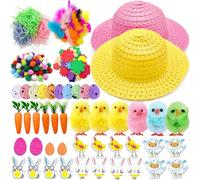 Lubibi Ensembles Chapeau De Bricolage De Pâques,Chapeaux De Fête De Pâques,Kit de décorations de bonnet de Pâques,D'Œuf De Pâques,poussins de Pâques,pour fête de Pâques,Cadeaux de Pâques pour enfants