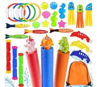 Lubibi Jouets de Natation pour Piscine de Plongée,29pcs Jouets de Plongée, Anneaux de Plongée,Torpedo Bandits,pieuvres aux Visages Amusants,Pistolet à Eau,Jouet sous Eau été Jeux pour Enfant