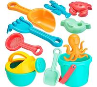 Lubibi Jouets de Plage pour Enfants, 10Pcs Jouets de Sable Château, moules pour Animaux, Seau, arrosoir, Pelle Outil de Sable Kits, Jouets de Sable Ensemble,Jeux d'eau Exterieur pour Enfants