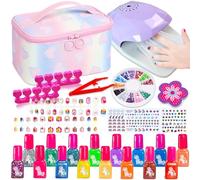 Lubibi Kit Manucure Enfant Fille, Vernis à Ongles Non Toxique et Pelable, Con Séchoir à Ongles, et Trousse de Maquillage, Maquillage Enfant Jouet ,6 7 8 9 10 11 Ans Cadeau d'anniversaire pour Fille