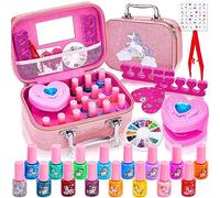 Lubibi Kit Manucure pour Enfant,Vernis À Ongles Enfant Set,Pelable,Kit De Salon De Manucure Fille,Couleurs Scintillantes et Opaques,Jeux d'ongles créatifs ,Cadeau pour Filles Enfant 6 7 8 9 10 Ans