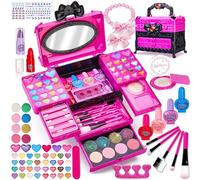 Lubibi Maquillage Enfant Jouet Filles ,71pcs Jouets De Maquillage Lavables Et Non Toxiques, Valise Enfant Fille, Cadeau d'anniversaire De Noël Halloween pour Princesse Fille 3 4 5 6 7 8 9 10 + Ans