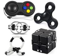 Lubibi Pack de 5 Jouets Sensoriels Anti-Stress, Pour Soulager l'Anxiété des Ados et Gérer la Colère, Set Fidget Complet Enfants/Adultes TDAH Autisme, Corde Tangle, Hand Spinner, Idéal Cadeau Anniversa