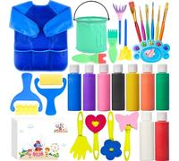 Lubibi Peinture au Doigt Lavable pour Enfant,Kit de Peinture au Doigt Bebe Non Toxique,avec Pinceaux, Tablier, Éponges, Cartes et Palette,Ensembles Peinture pour Enfant Bas Âge Education Précoce