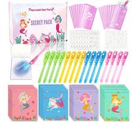 Lubibi Stylo Encre Invisible et Carnet de Notes,Crayons à Encre Invisible,Pack 16 Sirènes Petits Cadeaux Anniversaire pour Les Filles et Garçons,Cadeau Anniversaire Enfants et Jouets Pinata