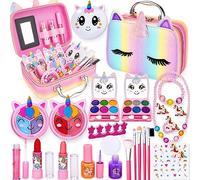 Lubibi Unicorn Ensembles de Maquillage Lavables pour Filles avec Vernis à Ongles, Rouge à Lèvres pour Les Cadeaux d'anniversaire de Noël Jouet pour Filles 3 4 5 6 7 8