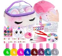 Lubibi Vernis à Ongles Enfant,Licorne Trousse Maquillage,Avec Machine Ongle,Maquillage Enfant,Vernis Enfant,Vernis Enfant à l'Eau,Cadeau Fille 4 5 6 7 8 9 10 11 12 Ans Anniversaire Noël La Fête