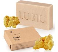 lubiu Savon au Soufre - 100g Savon Visage Acné & Corps - Sans Parfum et Artisanal