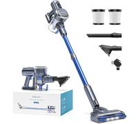 Lubluelu Aspirateur Balai sans Fil 27000pa, Aspirateur sans Fil Puissant 220W, 50min d'Autonomie Aspirateur avec Brosse Anti-Emmêlementet et 2 Filtre pour Sol Dur, Tapis et Poils d'animaux. (Bleu)