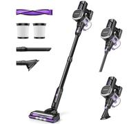 Lubluelu Aspirateur Balai sans Fil Aspirateur Autoportant, Aspirateur sans Fil Puissant Aspirateur Balai 50min Autonomie, Batterie Amovible pour Sol Dur, Poils d'animaux (Noir Violet)