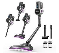 Lubluelu Aspirateur sans Fil 27000pa 220W, Puissant Balai électrique sans Fil, autonomie de 50 Minutes, avec brosses Anti-emmêlement et 2 filtres, pour sols durs, Tapis et Poils d'animaux. (Violet)