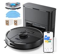 Lubluelu SL68 Plus Aspirateur Robot Laveur avec Station,2 en 1 Vidange Automatique de 2.5L,Puissante de 4500Pa, Navigation LiDAR, Autonomie 180mins,pour Tapis et Poils d'animaux Silencieux et Fin,Noir