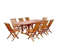 Salon de jardin 8 places en teck huilé, table ovale LUBOK