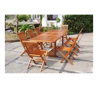 CONCEPT USINE | Salon de Jardin en Teck Huilé | 8 Personnes | Design LUBOK Rectangle | Table + 8 Chaises | Durabilité et Elégance | Finitions Laiton | Bois Ultra Résistant aux Intempéries