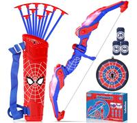 Lubolee Arc et Fleches pour Enfants avec Lumière LED, Jouet Extérieur pour Garçons de 3-12 Ans, Jeux Extérieur pour Enfants avec Arc, Carquois, 10 Flèches, Cible Suspendue et 3 Pots Cibles