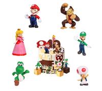 LUBOXIN 6 Pièces Decoration Gateau Anniversaire Mario, Deco Gateau Super Mario, Figurine Mario Bros pour Garçons et Filles, Fournitures de Décoration de Gâteau de Fête d'anniversaire pour Enfants