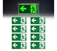 LUBOXIN 8 Pièces Panneau de Sortie de Secours Phosphorescent Pictogramme Sortie de Secours 300 x 150 mm Panneau Issue De Secour pour sortie de secours, flèche vers le bas (Gauche)