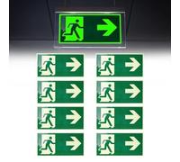 LUBOXIN 8 Pièces Panneau de Sortie de Secours Phosphorescent Pictogramme Sortie de Secours 300 x 150 mm Panneau Issue De Secour pour sortie de secours, flèche vers le bas (Droite)