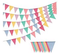 LUBOXIN Guirlande de Fanions en Tissu de 20 m, Multicolor Fanions en Imitation Lin Imperméable pour Fête d'anniversaire, Décoration de Carnaval, Décoration de Mariage et Décoration de Festival