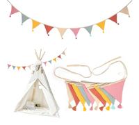 LUBOXIN Guirlande de Fanions pour Chambre d'enfant, 2,6 mètres Guirlande en Tissu Coton Bannière de Triangulaire pour Chambres d'enfants, Chambres de bébé, fêtes d'anniversaire - Rose Bonbon