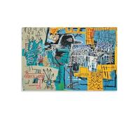 LUBOYANG Jean Michel Basquiat Poster Oiseau sur argent 1 Impression sur toile Décoration murale Sans cadre 60 x 90 cm
