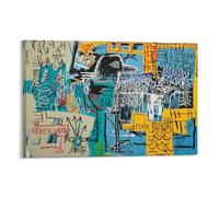LUBOYANG Poster Jean Michel Basquiat Oiseau sur argent 1 Impression sur toile Décoration murale Cadre 60 x 90 cm