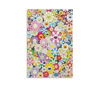 LUBOYANG Takashi Murakami Peinture Poster Fleurs avec Smiley 4 Impression sur toile Décoration murale Sans cadre 50 x 75 cm