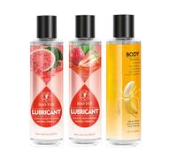 Lubrifiant Intime Personnel, Gel Hydratant Base Aqueuse, Longue Durée pour Femmes, Hommes et Couples, Sans Sucre, Sans Taches, 3 x 200ml (Fraise + Pastèque + Banane)