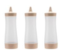 Lubrol Lot de 3 bouteilles de sauce en plastique pour sauce, , ketchup, sauce, assaisonnement, beige + transparent