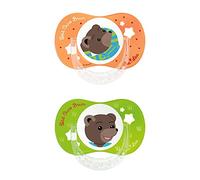 Luc et Léa 2 Sucettes Silicone Anatomiques avec Anneau 6-18 Mois - Petit Ours Brun