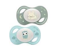 Luc et Léa Collection 2 Sucettes Nuit Anatomique Tétine Extra-slim 6-18 mois Souris Hibou