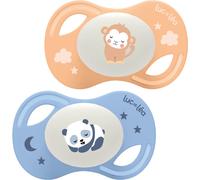 Luc et Léa Collection 2 Sucettes Nuit Anatomique Tétine Extra-slim 6-18 mois Singe Panda